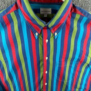 Maus & Hoffman Striped Colorful Button Up Shirt Men Cotton XL Long Sleeve Woven
